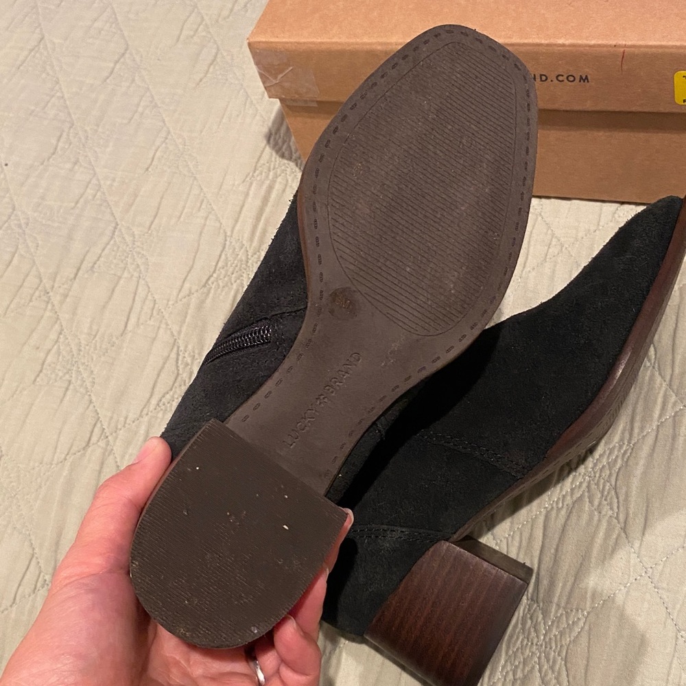 NWT, Lucky Brand Suede Black Ankle Boots - Picture 8 of 13